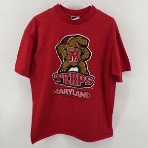 VTG Maryland Terrapins Shirt Mens Large Red NCAA College Terps Single Stitch 90s
